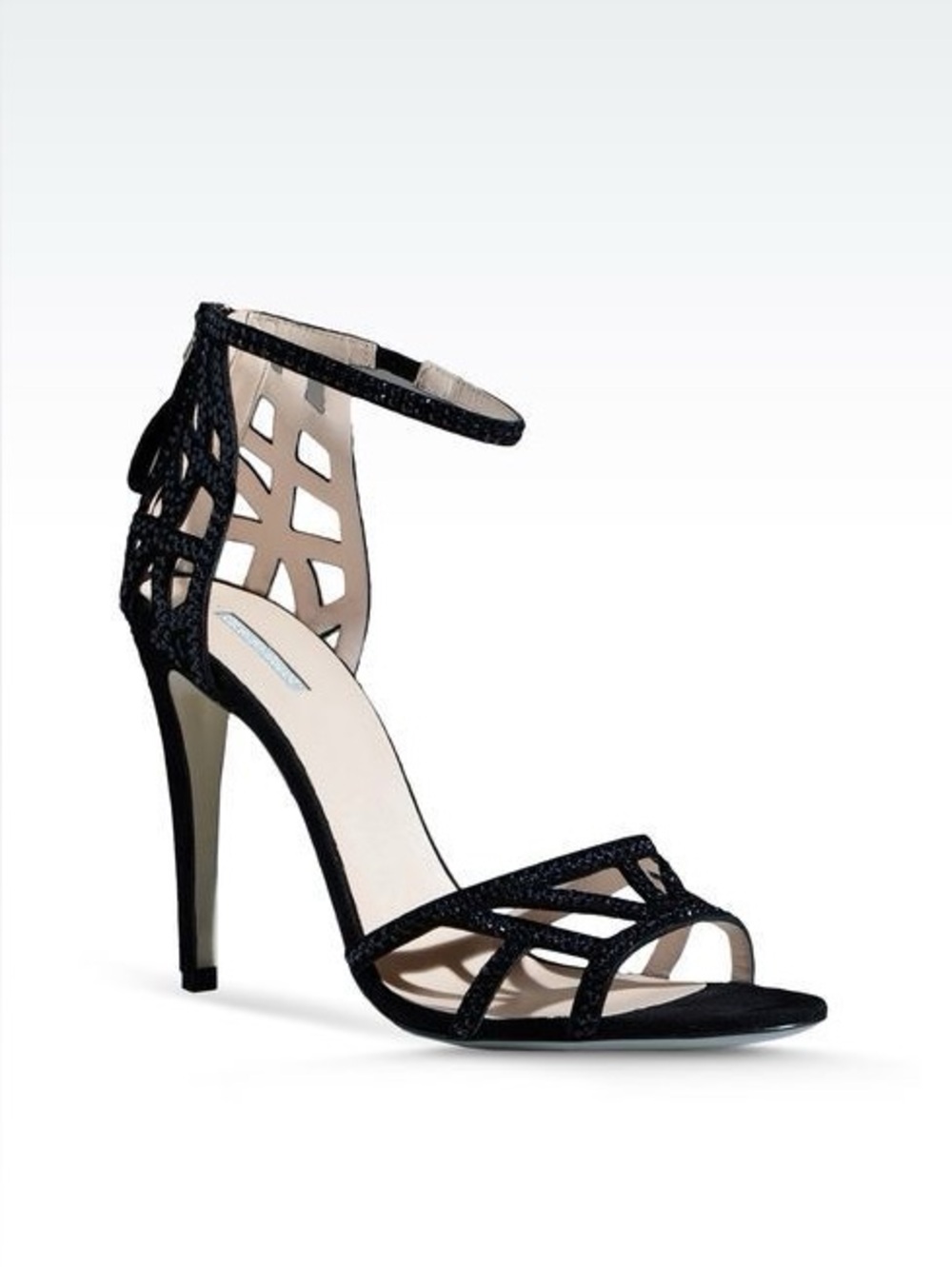 Giorgio Armani Runway Spring 2013 Black Embellished Stiletto Sandals